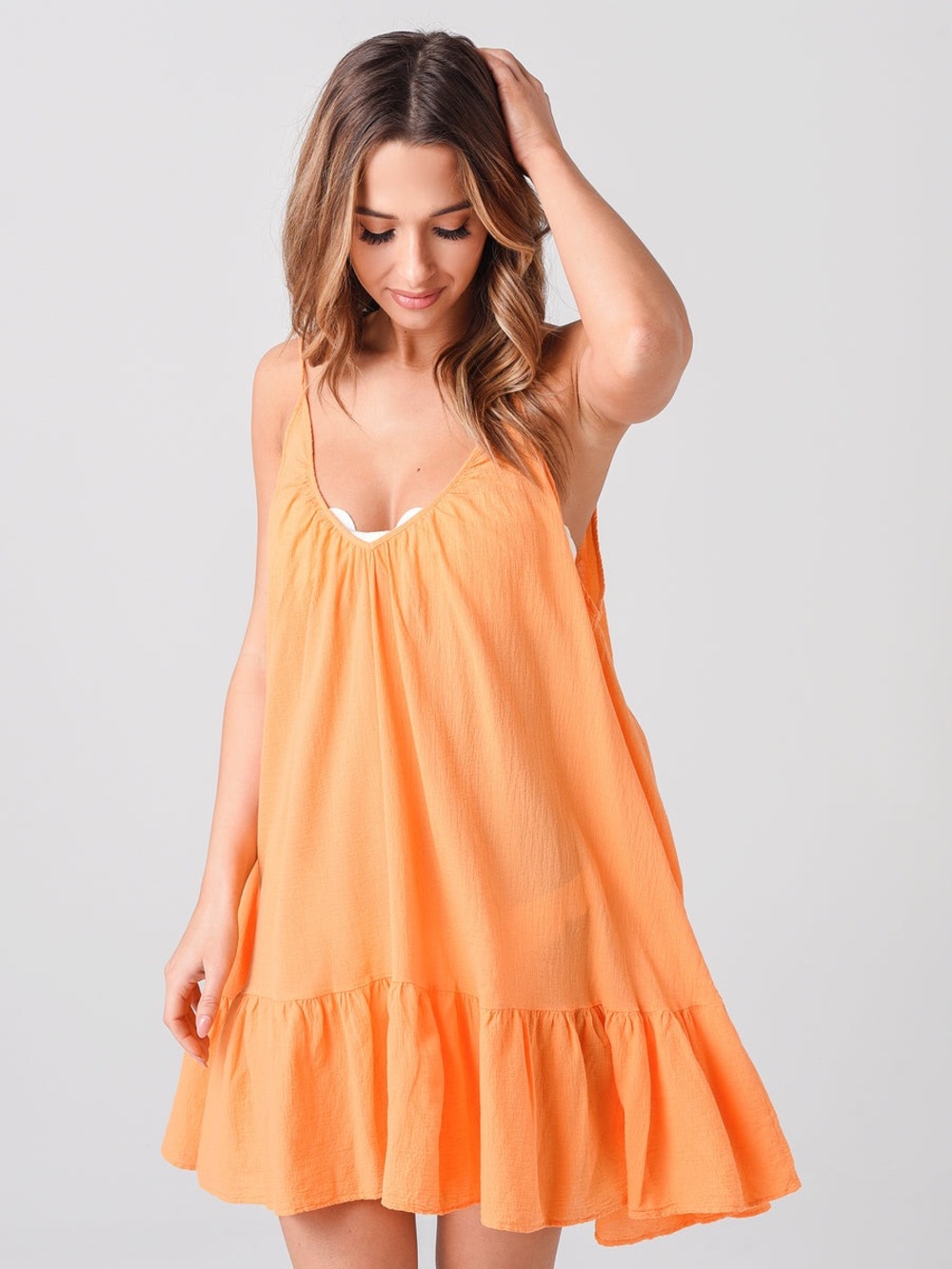 9 seed St. Tropez Ruffle Mini Dress in Mustard Yellow